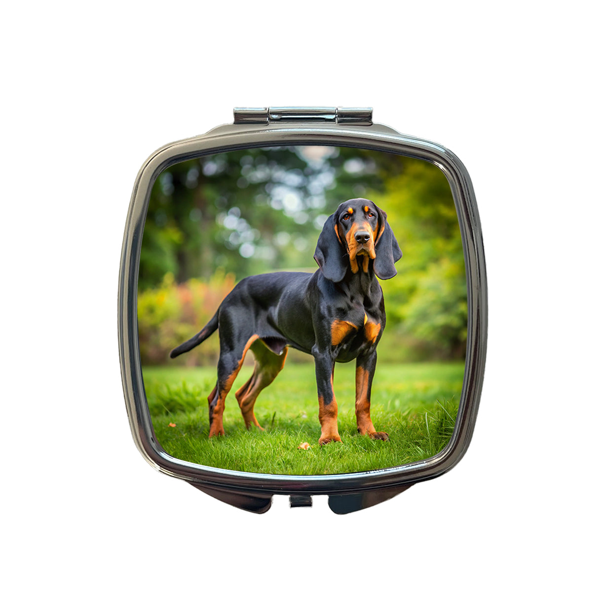 Black And Tan Coonhound Dog Photo Small Travel Purse Handbag Pocket Makeup Compact Mirror