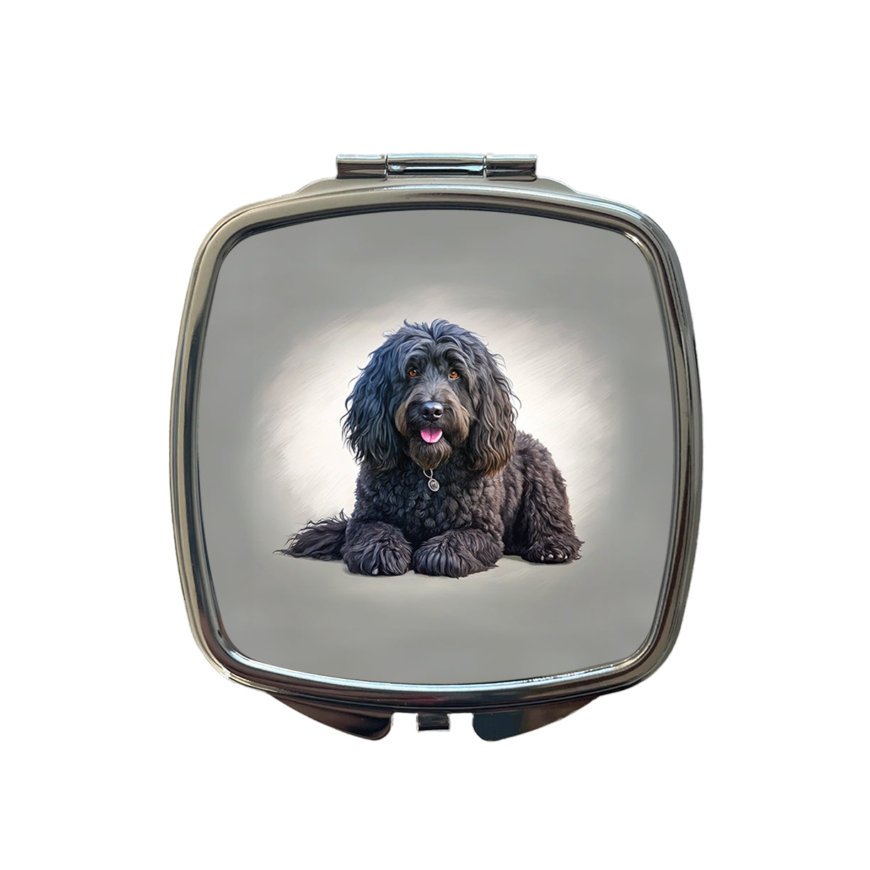 Black Russian Terrier Dog Illustration Small Travel Purse Handbag Pocket Makeup Compact Mirror