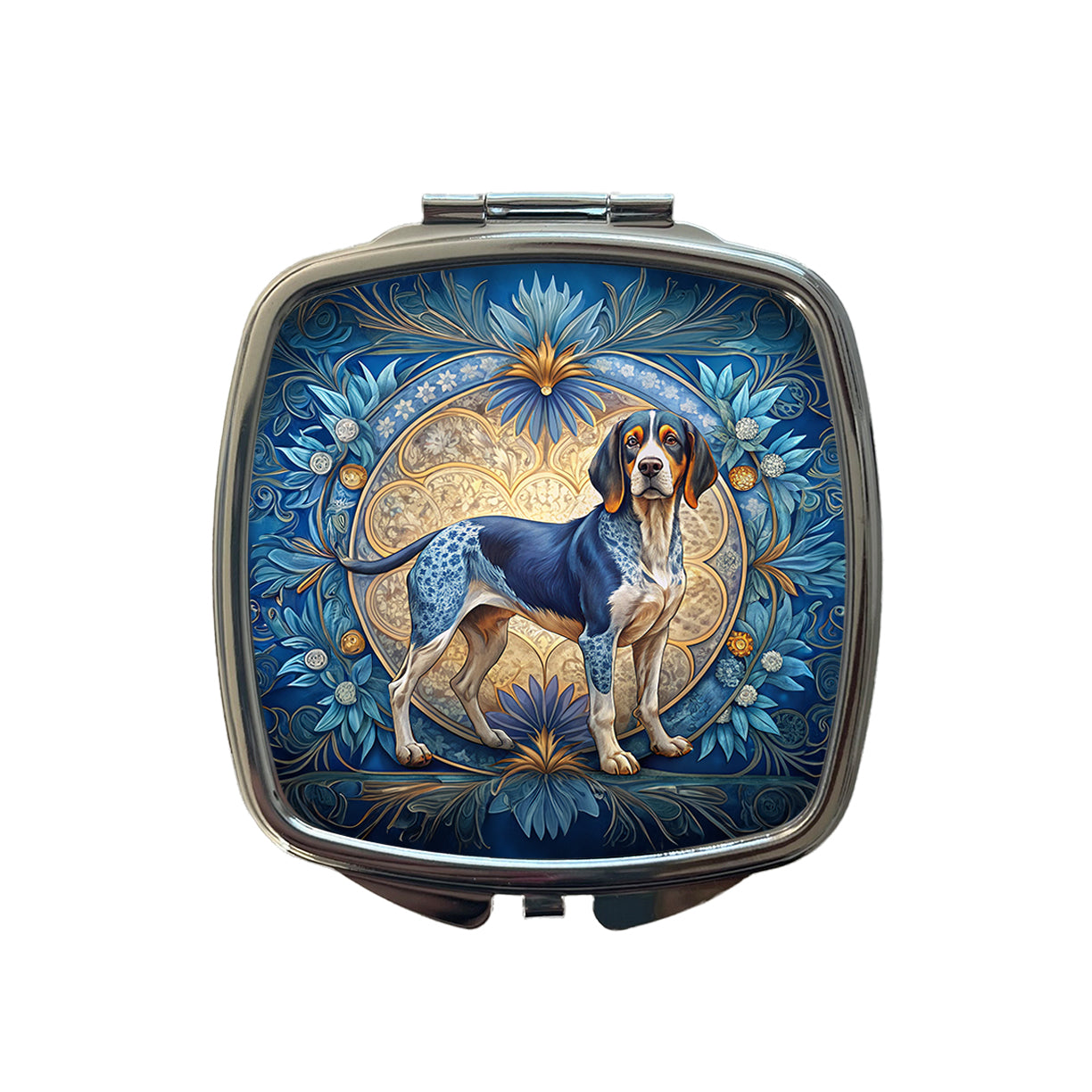 Bluetick Coonhound Dog Art Nouveau Small Travel Purse Handbag Pocket Makeup Compact Mirror