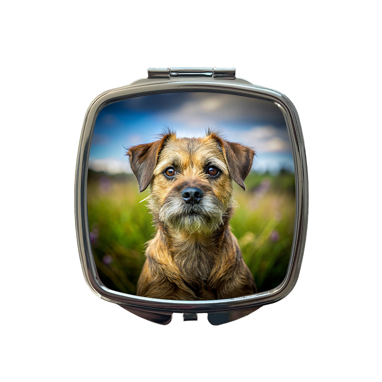 Border Terrier Dog Photo Small Travel Purse Handbag Pocket Makeup Compact Mirror
