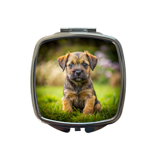 Border Terrier Dog Puppy Photo Small Travel Purse Handbag Pocket Makeup Compact Mirror
