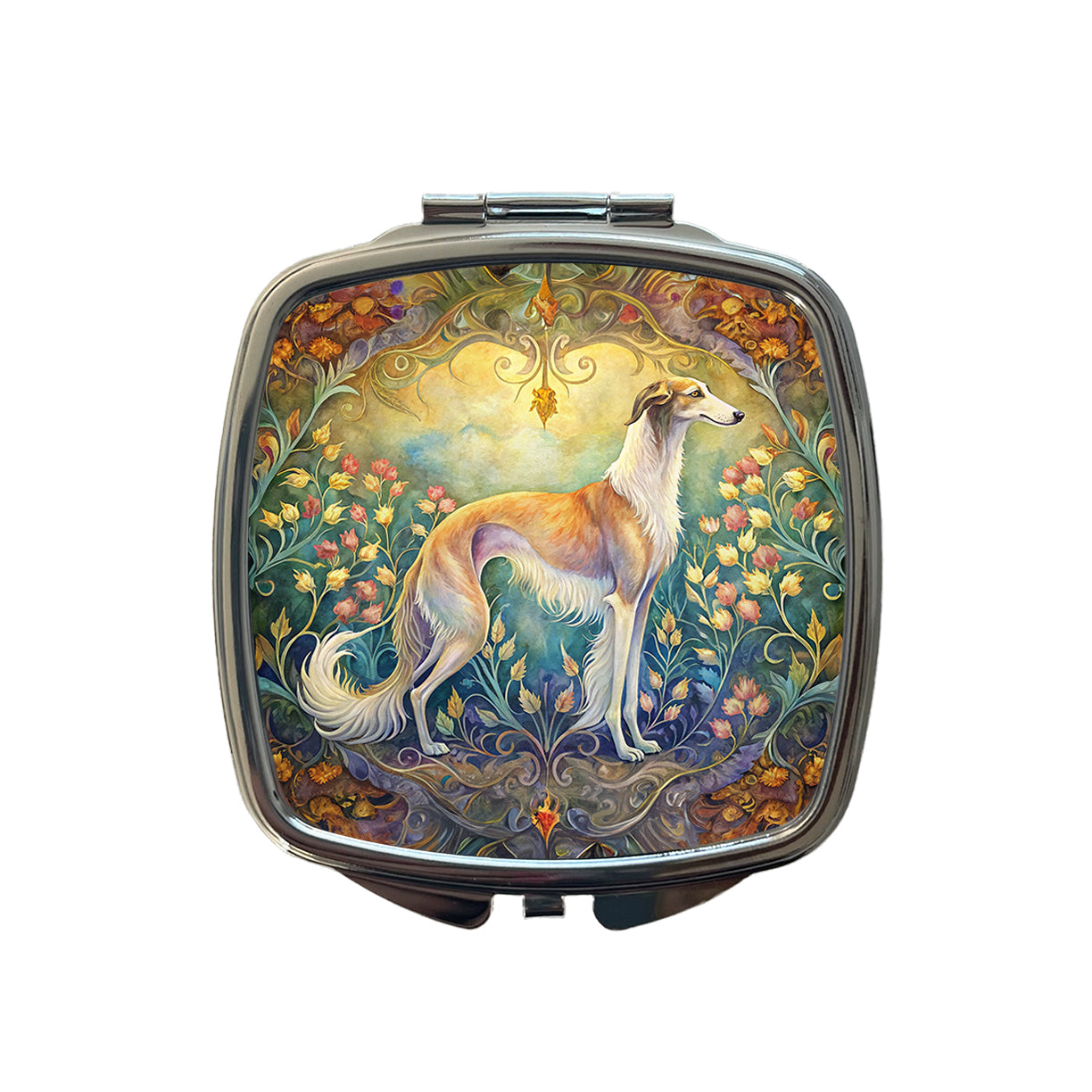 Borzoi Dog Art Nouveau Small Travel Purse Handbag Pocket Makeup Compact Mirror