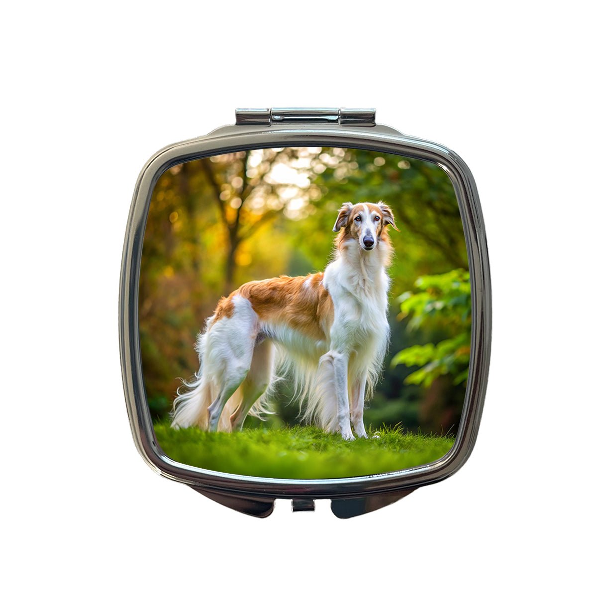 Borzoi Dog Photo Small Travel Purse Handbag Pocket Makeup Compact Mirror