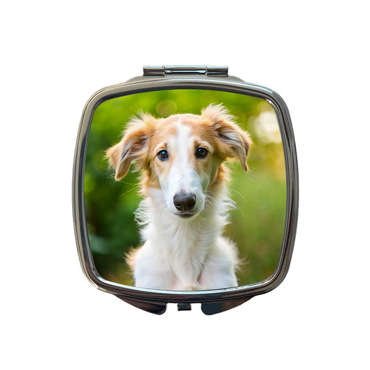 Borzoi Dog Puppy Photo Small Travel Purse Handbag Pocket Makeup Compact Mirror