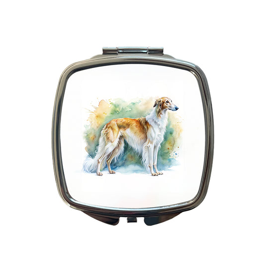 Borzoi Dog Watercolor Style Small Travel Purse Handbag Pocket Makeup Compact Mirror