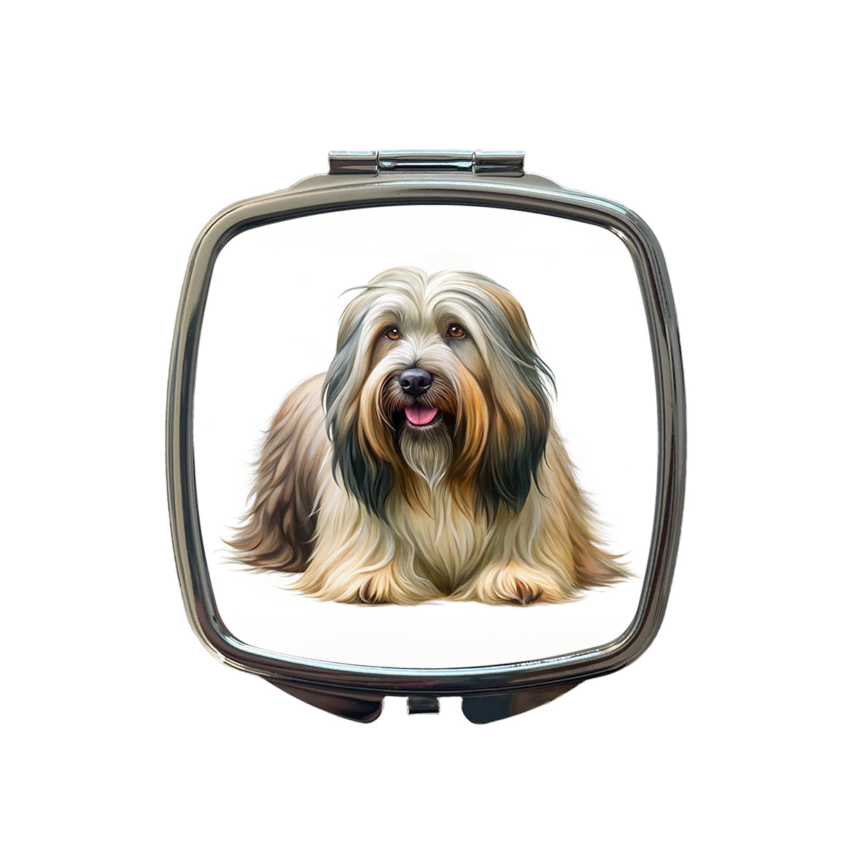 Briard Dog Illustration Small Travel Purse Handbag Pocket Makeup Compact Mirror