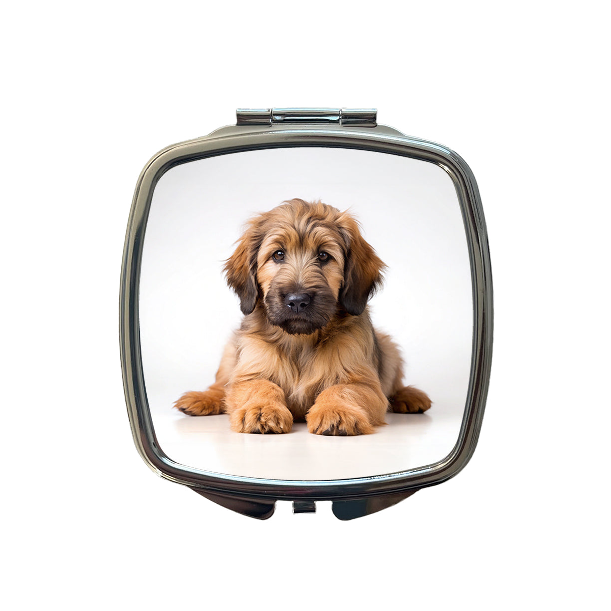 Briard Dog Puppy Photo Small Travel Purse Handbag Pocket Makeup Compact Mirror