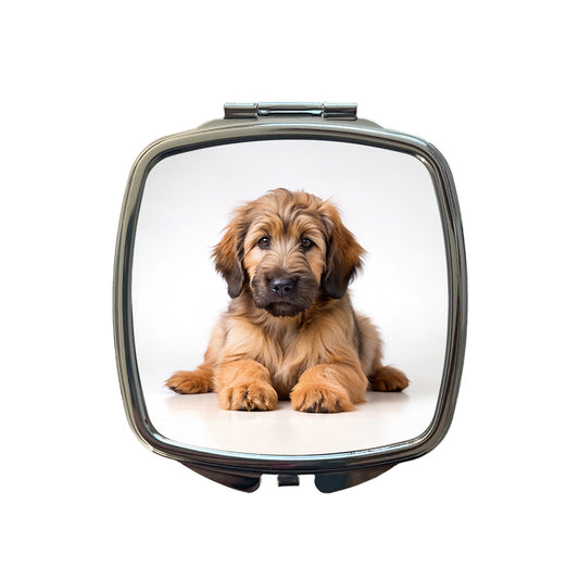 Briard Dog Puppy Photo Small Travel Purse Handbag Pocket Makeup Compact Mirror