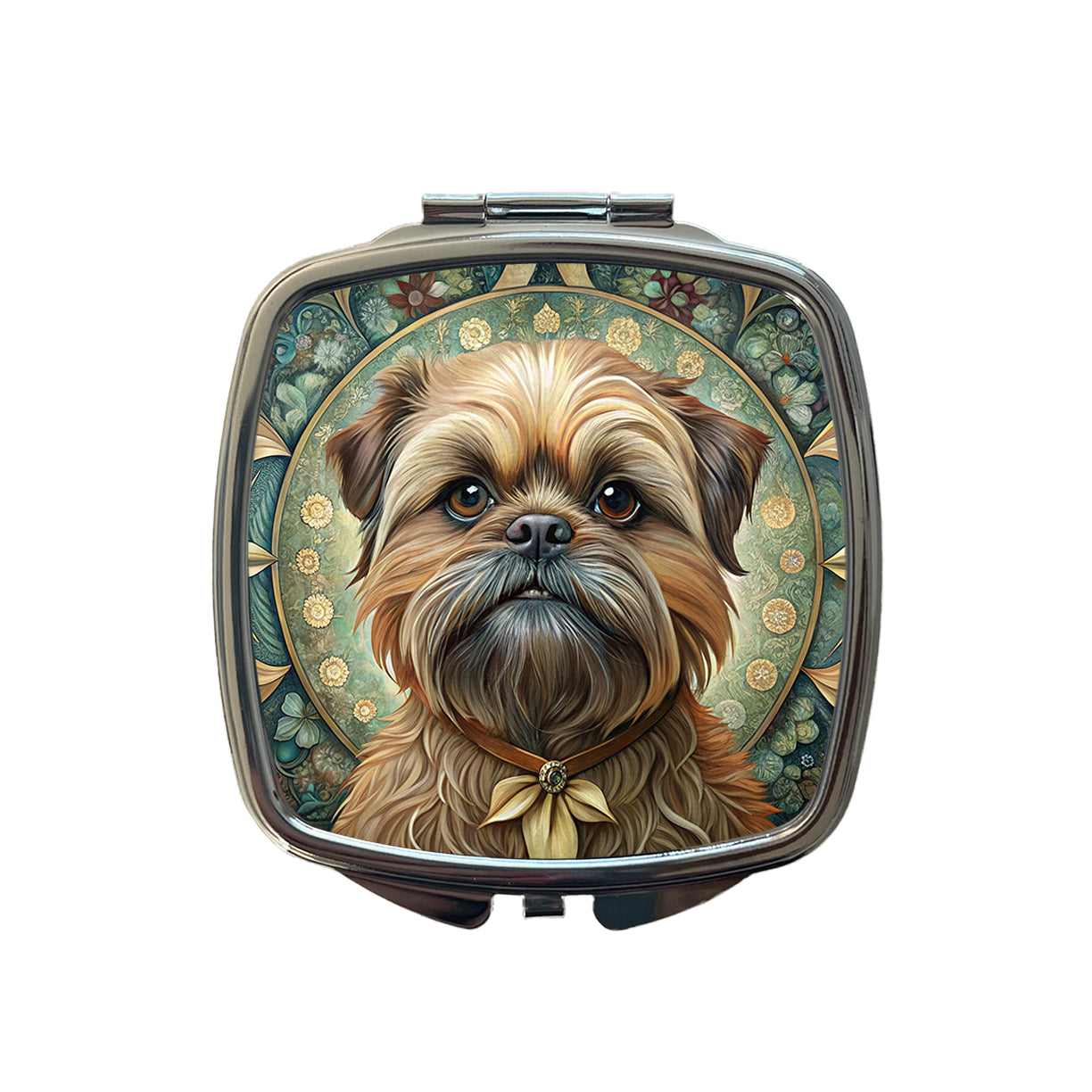 Brussels Griffon Dog Art Nouveau Small Travel Purse Handbag Pocket Makeup Compact Mirror