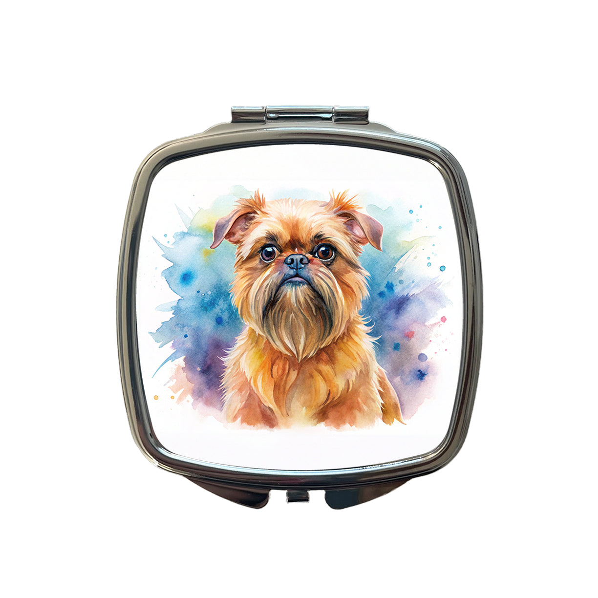 Brussels Griffon Dog Watercolor Style Small Travel Purse Handbag Pocket Makeup Compact Mirror