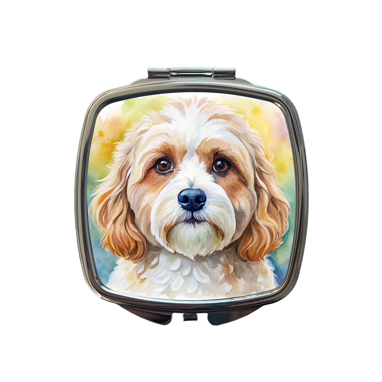 Cavachon Dog Watercolor Style Small Travel Purse Handbag Pocket Makeup Compact Mirror