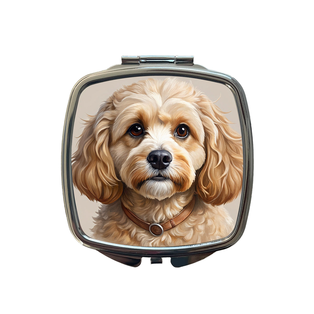 Cavapoo Dog Illustration Small Travel Purse Handbag Pocket Makeup Compact Mirror