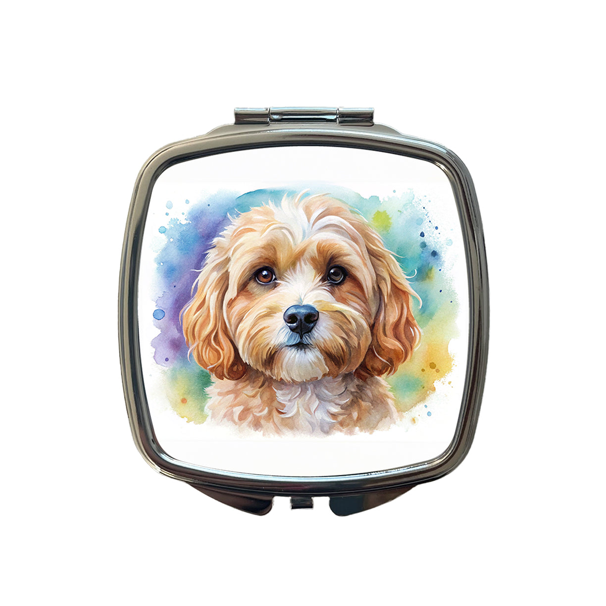 Cavapoo Dog Watercolor Style Small Travel Purse Handbag Pocket Makeup Compact Mirror