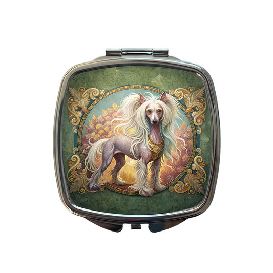 Chinese Crested Dog Art Nouveau Small Travel Purse Handbag Pocket Makeup Compact Mirror