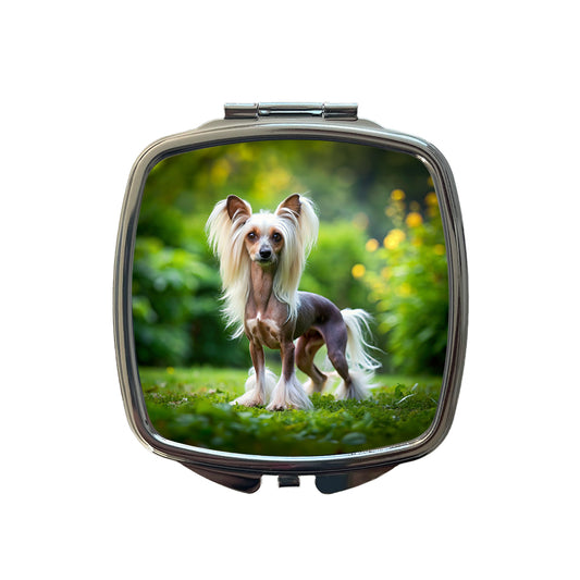 Chinese Crested Dog Photo Small Travel Purse Handbag Pocket Makeup Compact Mirror