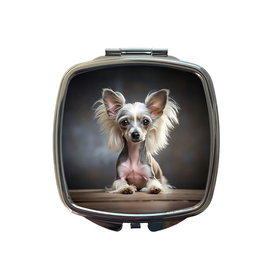 Chinese Crested Dog Puppy Photo Small Travel Purse Handbag Pocket Makeup Compact Mirror