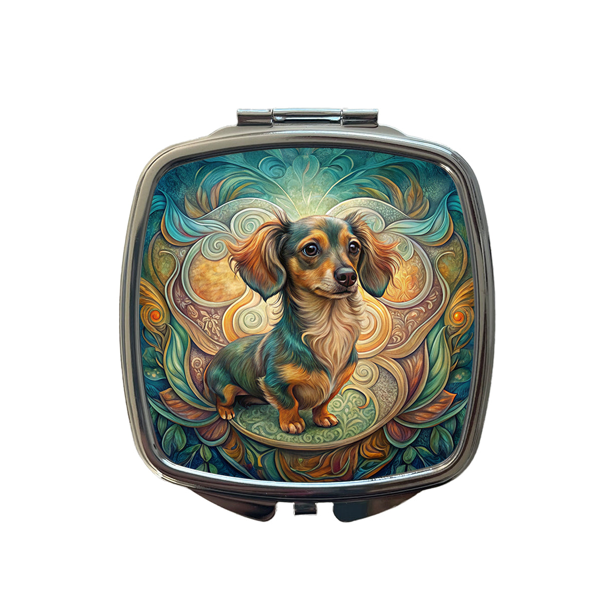 Chiweenie Dog Art Nouveau Small Travel Purse Handbag Pocket Makeup Compact Mirror