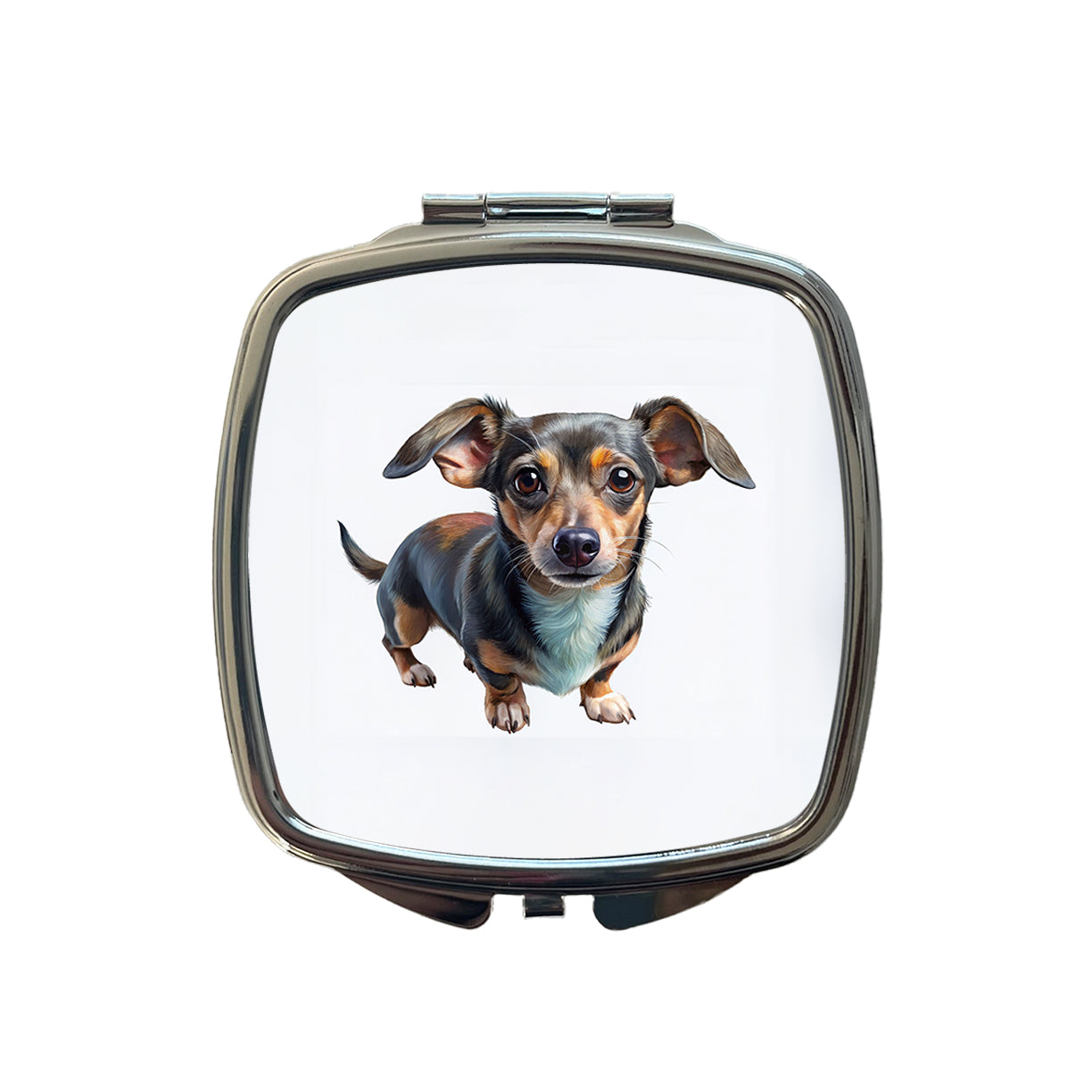 Chiweenie Dog Illustration Small Travel Purse Handbag Pocket Makeup Compact Mirror