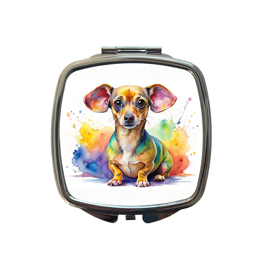 Chiweenie Dog Watercolor Style Small Travel Purse Handbag Pocket Makeup Compact Mirror