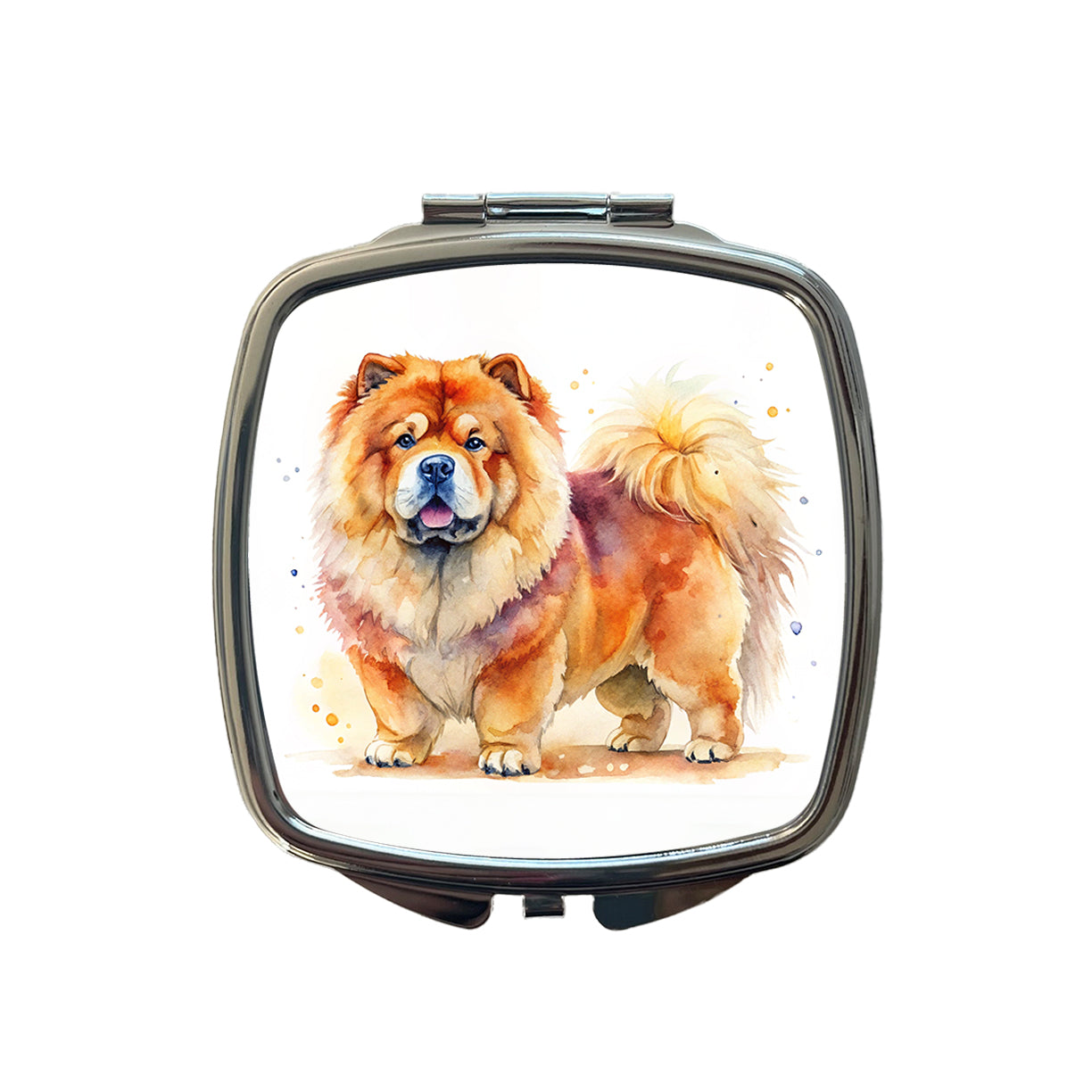 Chow Chow Dog Watercolor Style Small Travel Purse Handbag Pocket Makeup Compact Mirror
