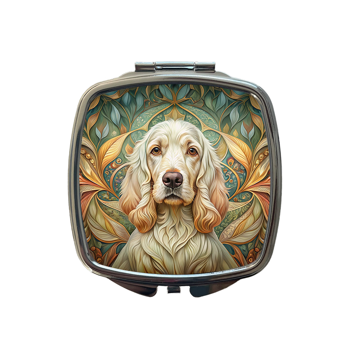 Clumber Spaniel Dog Art Nouveau Small Travel Purse Handbag Pocket Makeup Compact Mirror