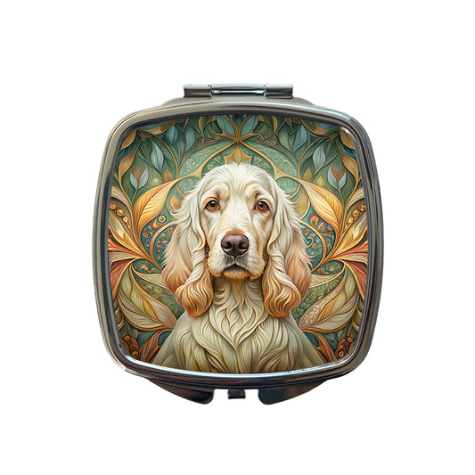 Clumber Spaniel Dog Art Nouveau Small Travel Purse Handbag Pocket Makeup Compact Mirror