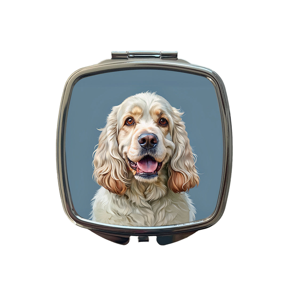 Clumber Spaniel Dog Illustration Small Travel Purse Handbag Pocket Makeup Compact Mirror