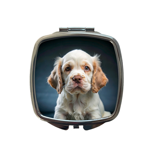 Clumber Spaniel Dog Puppy Photo Small Travel Purse Handbag Pocket Makeup Compact Mirror
