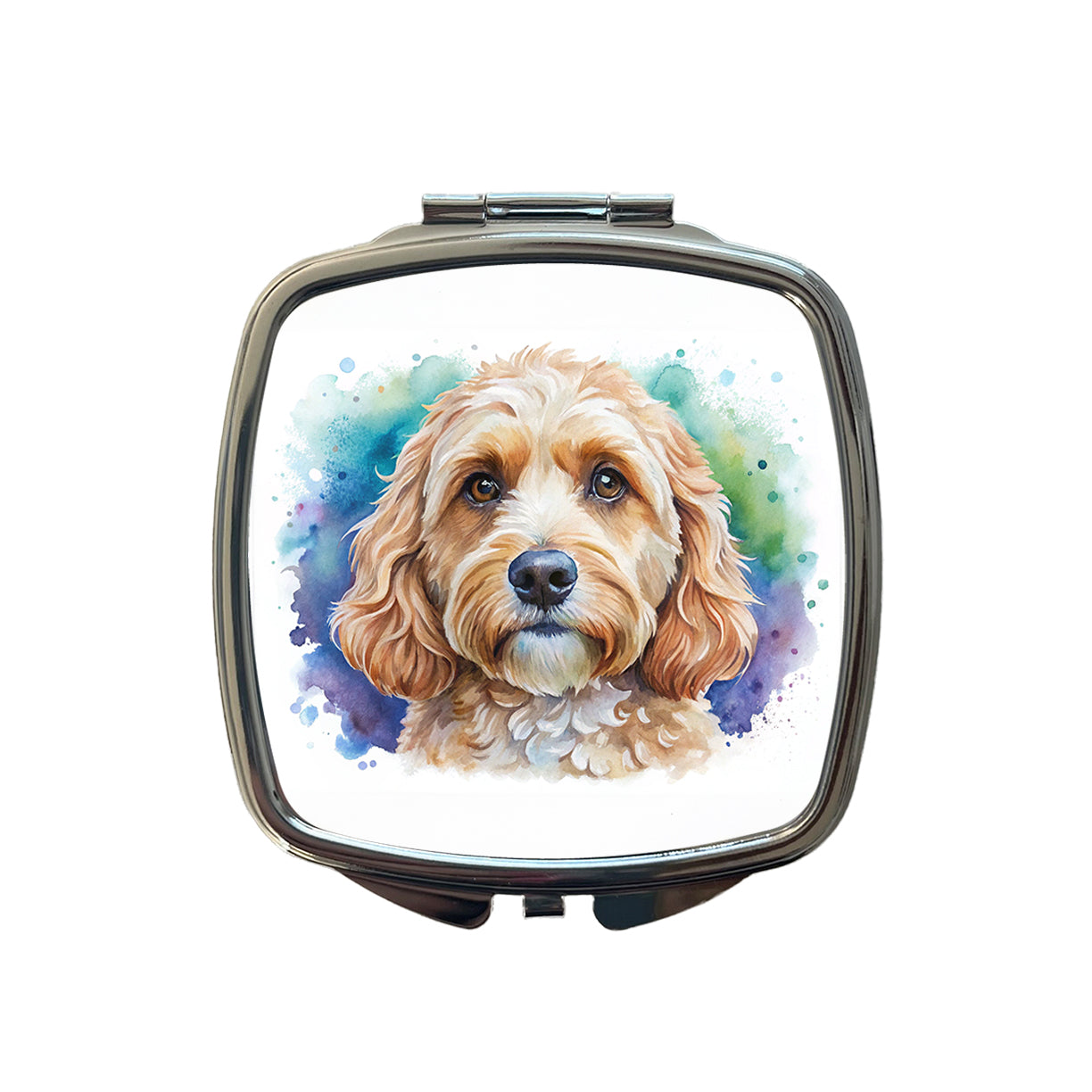 Cockapoo Dog Watercolor Style Small Travel Purse Handbag Pocket Makeup Compact Mirror