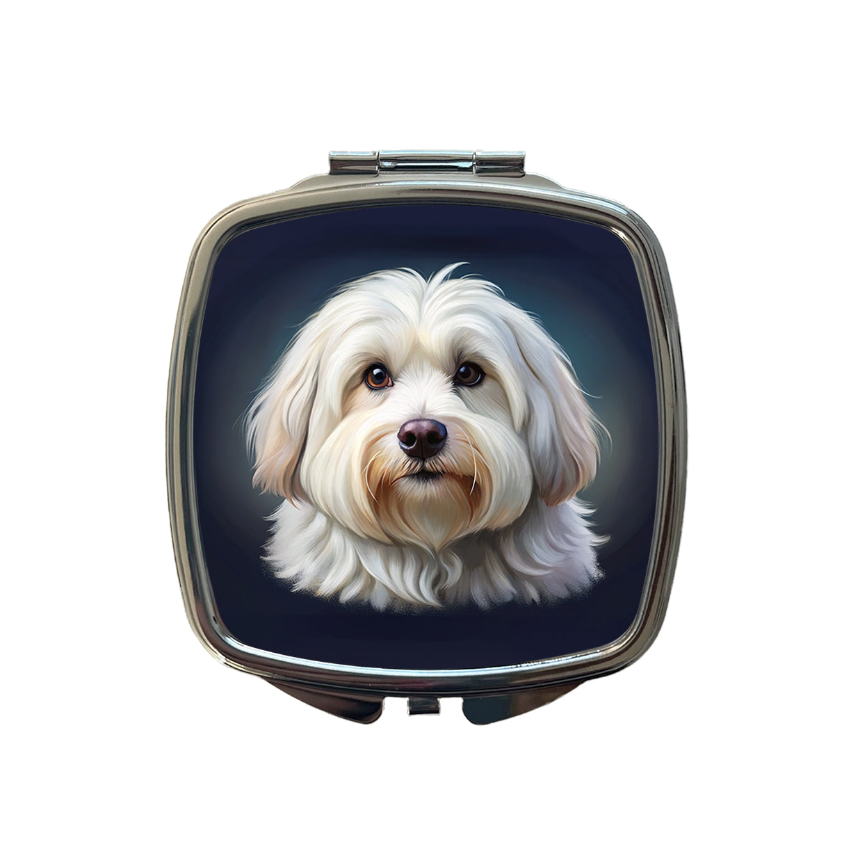 Coton De Tulear Dog Illustration Small Travel Purse Handbag Pocket Makeup Compact Mirror