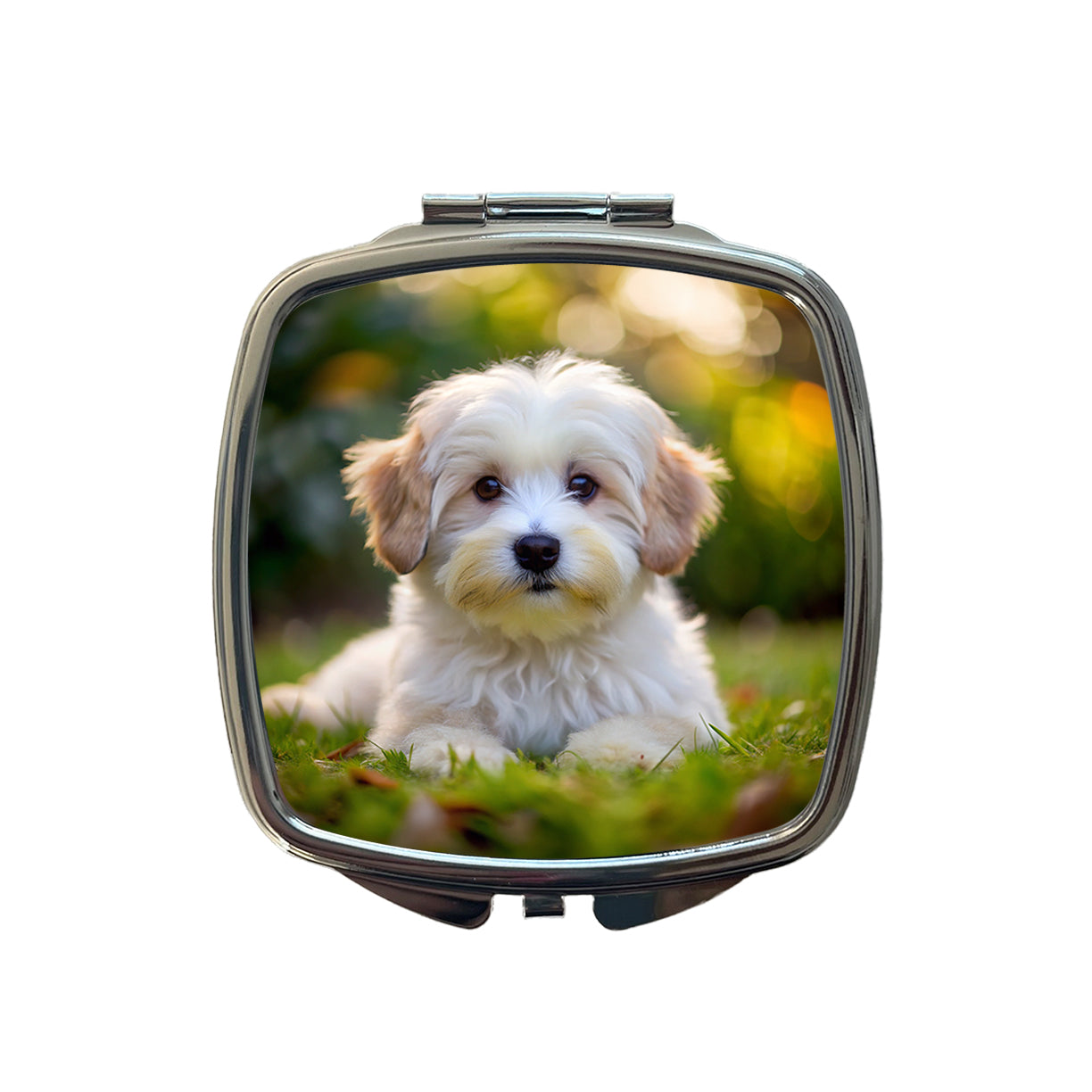 Coton De Tulear Dog Puppy Photo Small Travel Purse Handbag Pocket Makeup Compact Mirror