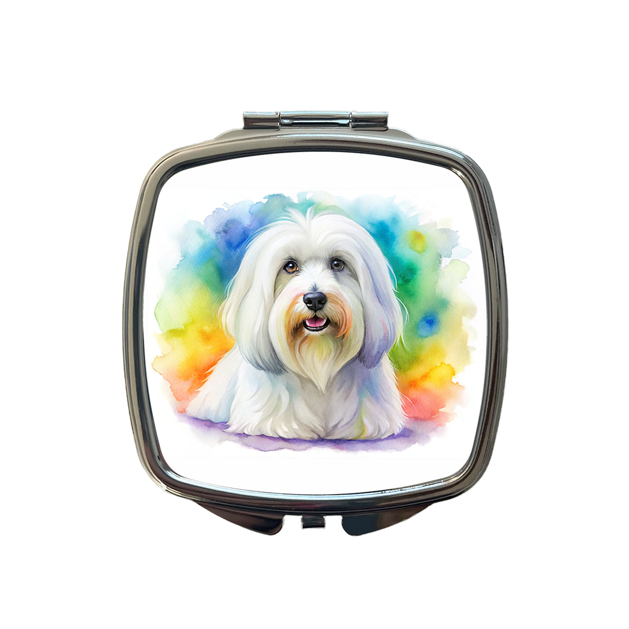 Coton De Tulear Dog Watercolor Style Small Travel Purse Handbag Pocket Makeup Compact Mirror