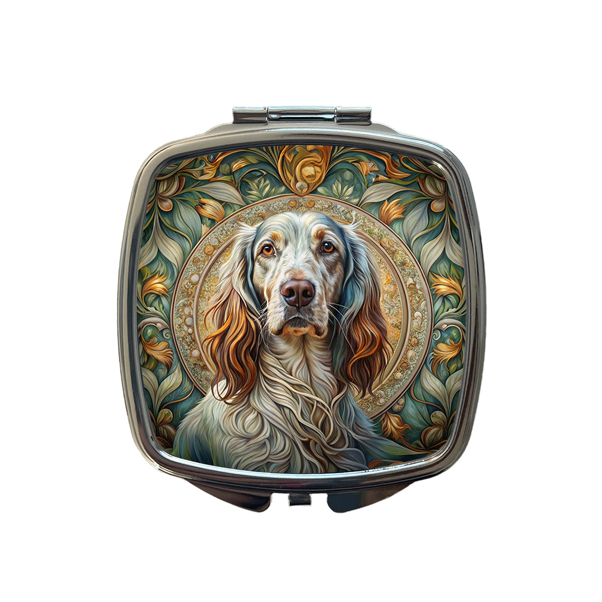 English Setter Dog Art Nouveau Small Travel Purse Handbag Pocket Makeup Compact Mirror