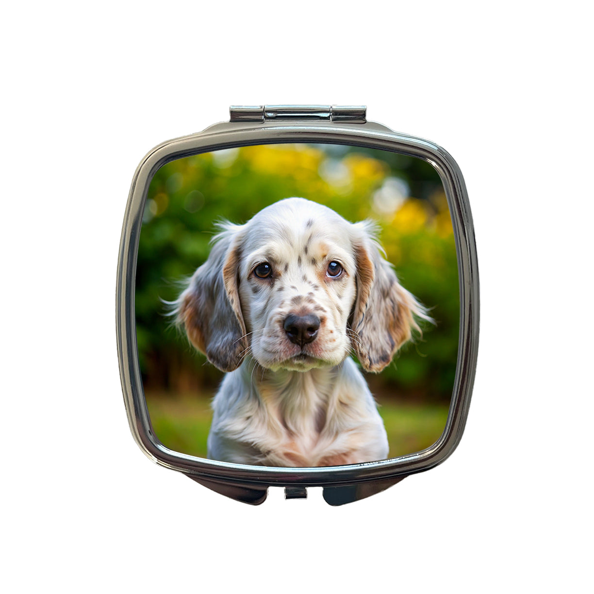 English Setter Dog Puppy Photo Small Travel Purse Handbag Pocket Makeup Compact Mirror