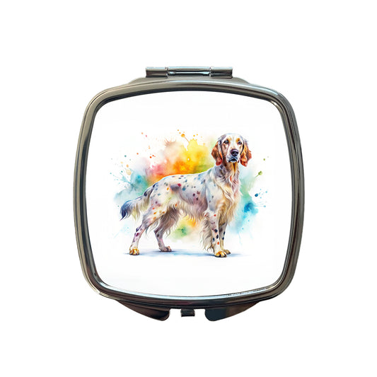 English Setter Dog Watercolor Style Small Travel Purse Handbag Pocket Makeup Compact Mirror