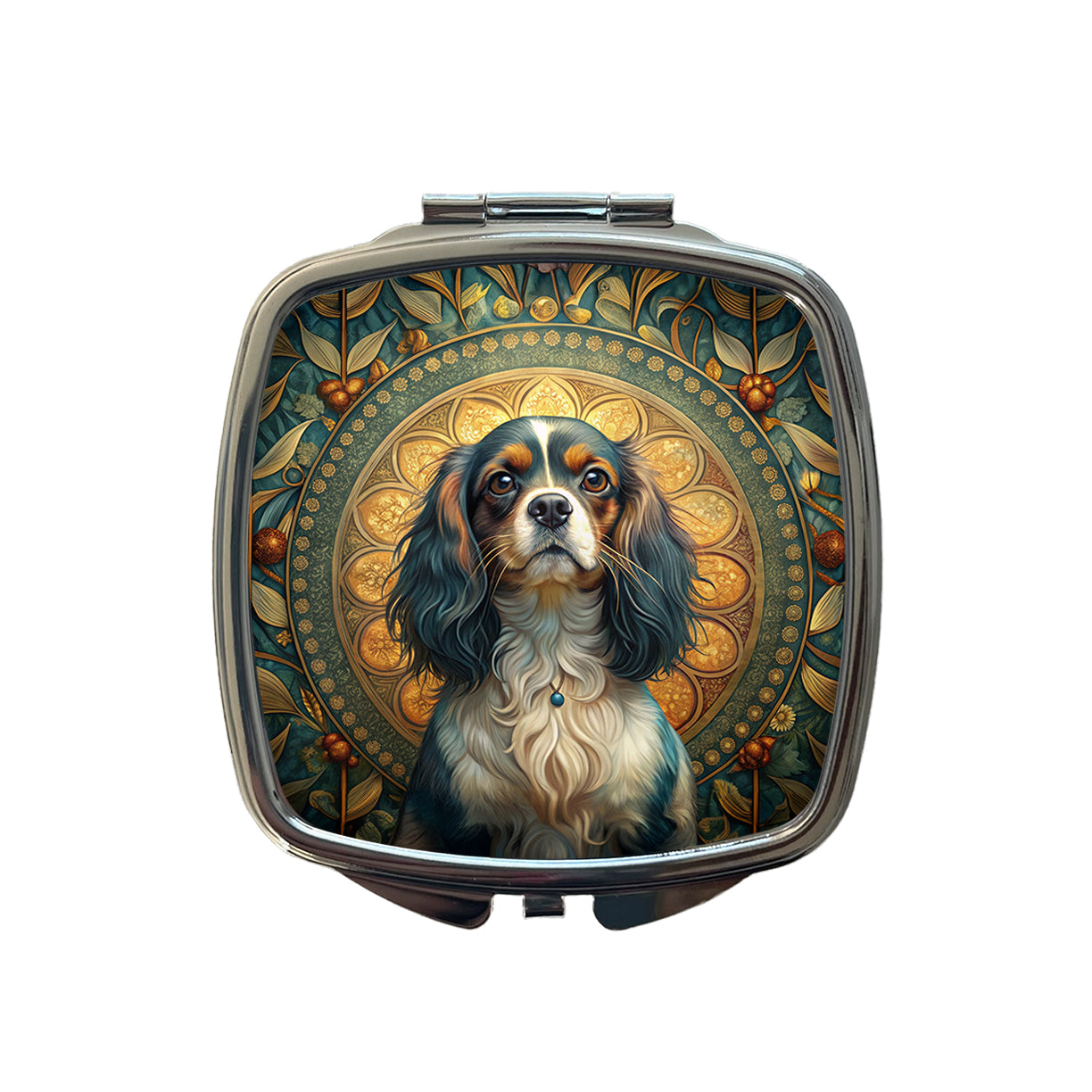 English Toy Spaniel Dog Art Nouveau Small Travel Purse Handbag Pocket Makeup Compact Mirror