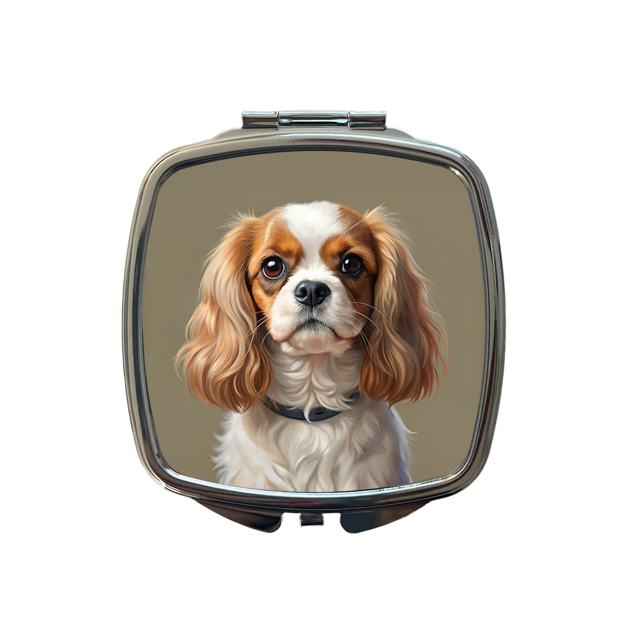 English Toy Spaniel Dog Illustration Small Travel Purse Handbag Pocket Makeup Compact Mirror