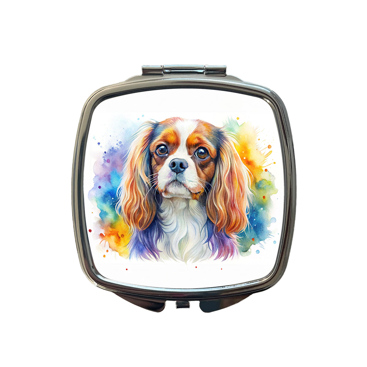 English Toy Spaniel Dog Watercolor Style Small Travel Purse Handbag Pocket Makeup Compact Mirror