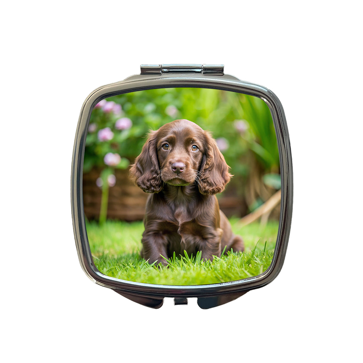 Field Spaniel Dog Puppy Photo Small Travel Purse Handbag Pocket Makeup Compact Mirror