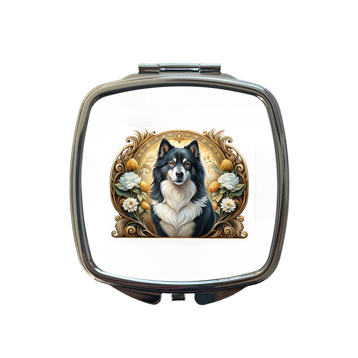Finnish Lapphund Dog Art Nouveau Small Travel Purse Handbag Pocket Makeup Compact Mirror