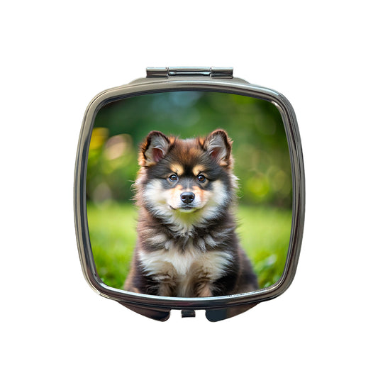 Finnish Lapphund Dog Puppy Photo Small Travel Purse Handbag Pocket Makeup Compact Mirror