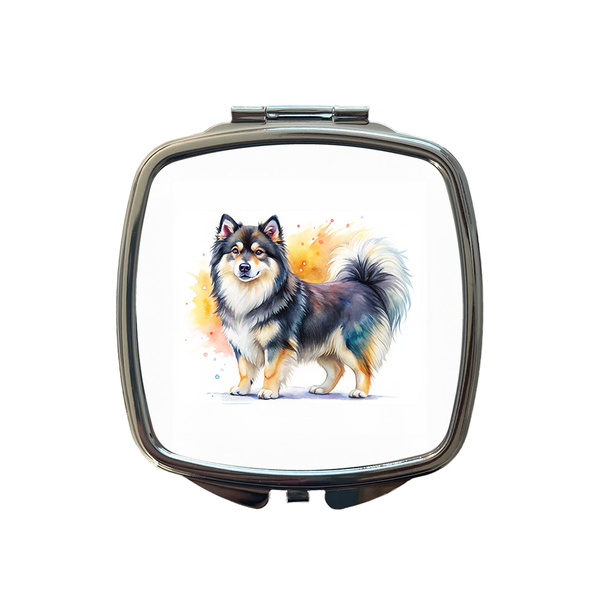 Finnish Lapphund Dog Watercolor Style Small Travel Purse Handbag Pocket Makeup Compact Mirror