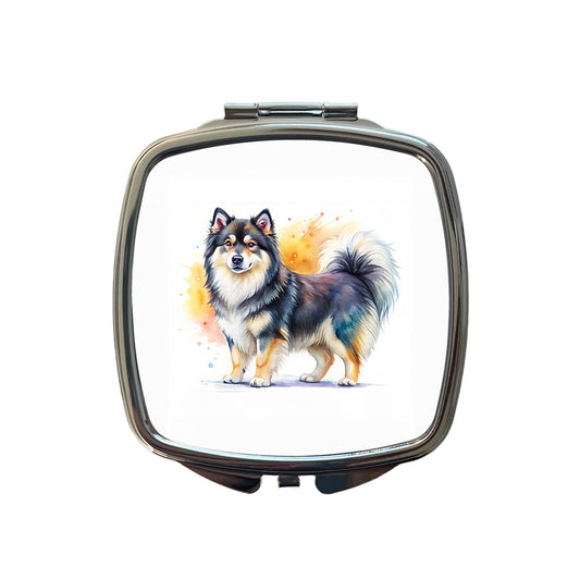 Finnish Lapphund Dog Watercolor Style Small Travel Purse Handbag Pocket Makeup Compact Mirror
