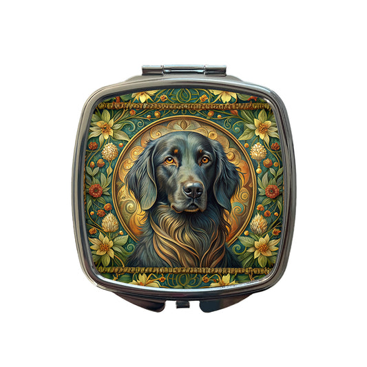 Flat Coated Retriever Dog Art Nouveau Small Travel Purse Handbag Pocket Makeup Compact Mirror