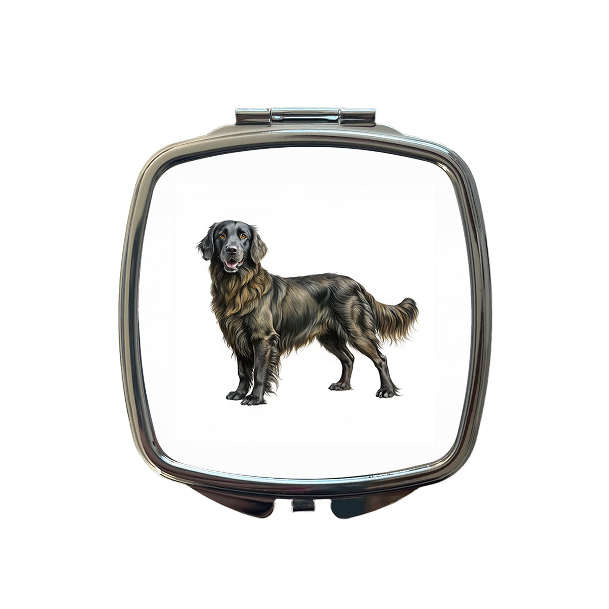 Flat Coated Retriever Dog Illustration Small Travel Purse Handbag Pocket Makeup Compact Mirror