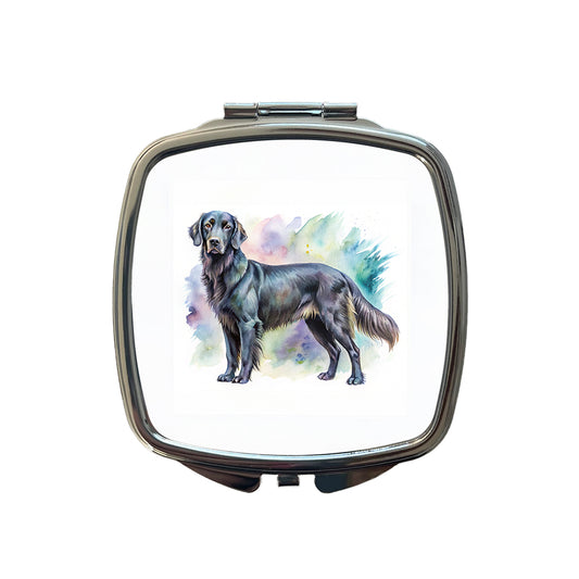 Flat Coated Retriever Dog Watercolor Style Small Travel Purse Handbag Pocket Makeup Compact Mirror