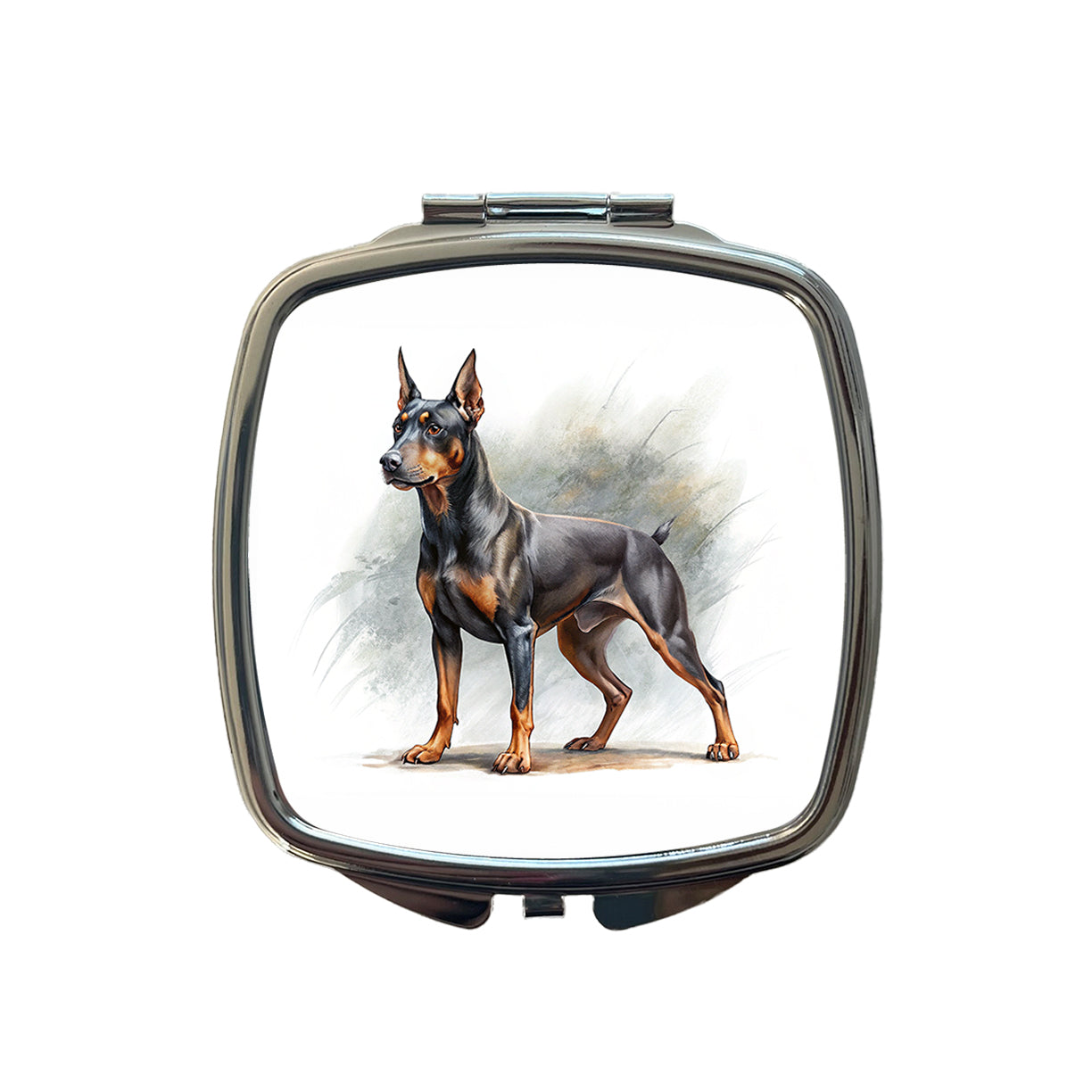 German Pinscher Dog Illustration Small Travel Purse Handbag Pocket Makeup Compact Mirror