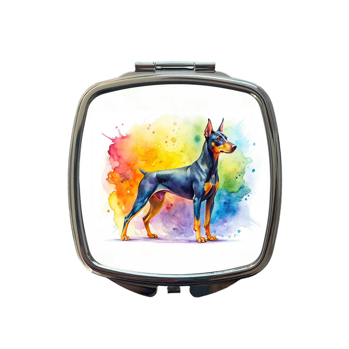 German Pinscher Dog Watercolor Style Small Travel Purse Handbag Pocket Makeup Compact Mirror