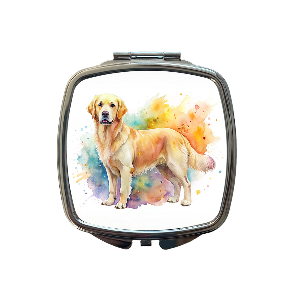 Goldador Dog Watercolor Style Small Travel Purse Handbag Pocket Makeup Compact Mirror