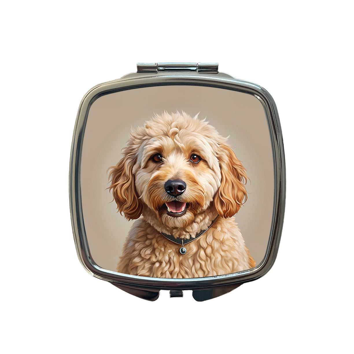Goldendoodle Dog Illustration Small Travel Purse Handbag Pocket Makeup Compact Mirror